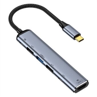 USB-C Hub-adapter Type-C til 4K 60Hz HD+USB 3.1+USB 2.0x2+USB 3.0+PD 100W Konverter Dock