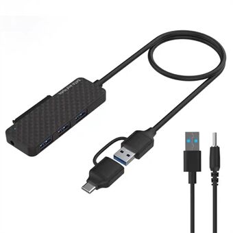 USB3.0 / Type-C til SATA Converter 22-pin harddiskkabel med 3-ports USB3.0 HUB Adapter PC 2,5-tommer harddisk HDD, SSD Easy Drive-kabel