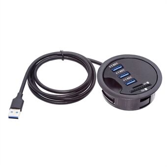 U3-095-HUB02 3X USB 3.0 Hub med SD / TF kortslot 60mm Desk Grommet Splitter Dock Station til Desktop PC Desk