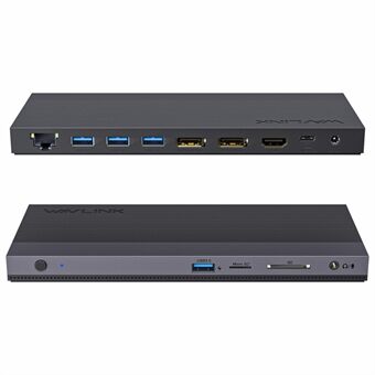 WAVLINK UMD01R Pro 13-i-1 Laptop Docking Station 2x Displayport og HD 4x USB 3.0 SD / TF Kortlæser