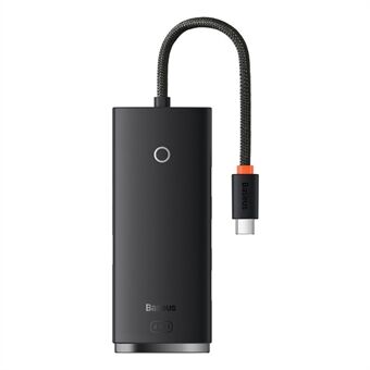 BASEUS Lite Series 25 cm bærbar Type-C til USB 3.0*4 konverter 4-port USB-A hub adapter - Sort