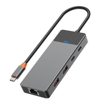 WIWU A923RPT USB-C-adapter til USB 3.1x2 + USB 2.0x2 + PD 100W + USB-C 3.1 + 2 kortlæser slots + LAN 1000 Gigabit