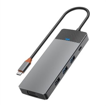 WIWU A921HV 9-i-1 Type-C Hub Multi-Port Konverter med USB+PD+USB-C+Kortlæser Slots+VGA+HD Output