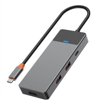 WIWU A721HD Type-C Hub-adapter til 2xUSB 3.1+PD 100W+USB-C+2x-kortlæserslots+HD video output