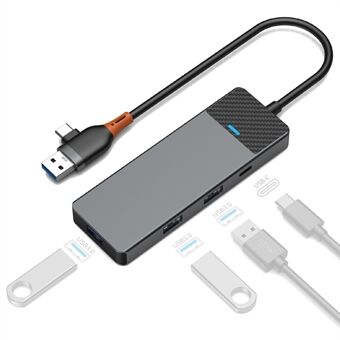 WIWU A431C Linker-serien USB-A&C-hubadapter 4-i-1 bærbar dockingstation med 3 USB3.0 + USB-C 3.0