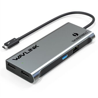 WAVLINK WL-UTD05 4-i-1 Docking Station Type-C til 2 DisplayPort / USB3.0 / RJ45, Thunderbolt 3 USB-C til DP Adapter Understøtter Dual 4K / 60Hz.