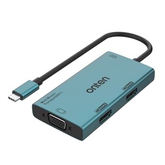 ONTEN M206 4-i-1 USB-C Hub-adapter Type-C til Dual HD + VGA + 3,5 mm Video Converter understøtter 4K / 60Hz.