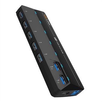 WAVLINK WL-UH3073D SuperSpeed USB3.0 Hub Adapter 7-Port Docking Station med individuel strømknap