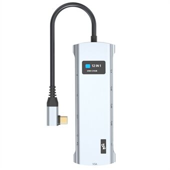 V261A Type-C Hub med PD+USB3.0+USB2.0+Type-C+SD / TF+RJ45+USB Audio+HD+VGA