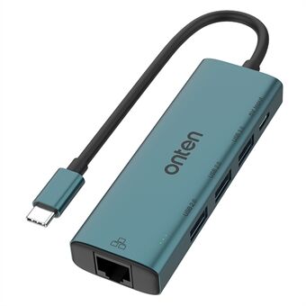 ONTEN UC121 5-i-1 USB-hub Type-C til USB3.0 + 2xUSB2.0 + Type-C-indgang + RJ45 100Mbps-netværksadapter