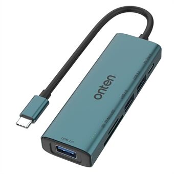 ONTEN UC120 6-i-1 USB-C til USB3.0 + 2xUSB2.0 + Type-C-indgang + SD / TF-kortslot Adapter USB-hub