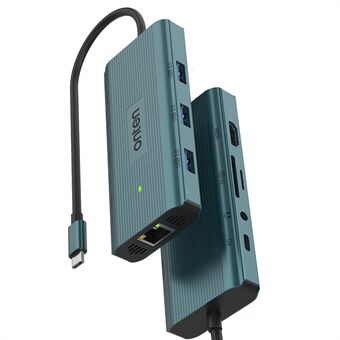 ONTEN UC961 9-i-1 Type-C til USB3.0*3+HD+SD+TF+Jack+PD 3.0+RJ45 USB-hub-dockingstation