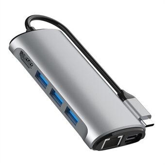 FX-1926 8-i-1 Type-C Hub med 4K HD, Gigabit Ethernet, 3x USB 3.0 porte, SD / TF kortlæser