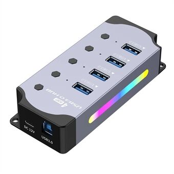 YX-H304 4 Port USB 3.0 Hub Splitter med Uafhængige Kontakter og Lys til PC / Smart TV