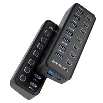 U307 7-Port USB 3.0 Hub Splitter uden LED-lys med Individuelle Tænd / Sluk Kontakter til PC / Smart TV