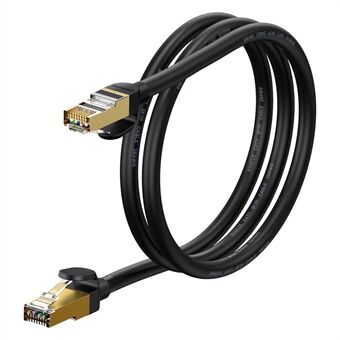 BASEUS højhastigheds Cat7 RJ45 10 Gigabit netværkskabel computer LAN Ethernet forbindelseskabel (rundt kabel), 1m - Sort