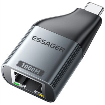 ESSAGER 1000Mbps Ethernet LAN Adapter Aluminiumslegering Type-C til RJ45 Gigabit Netværksadapter