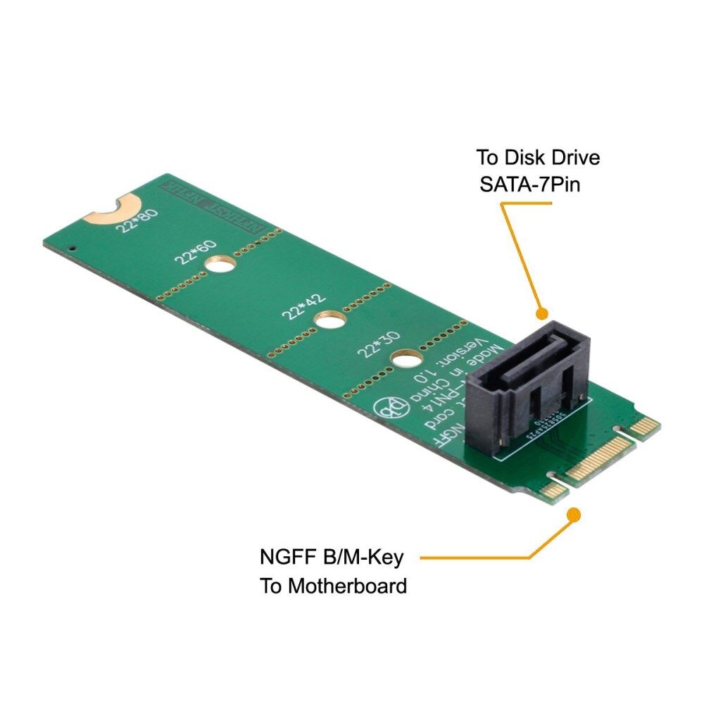 SA-007 Bundkort NGFF til Vertikal SATA 7-pin SSD PCBA Extension Adapter Udvidelseskort