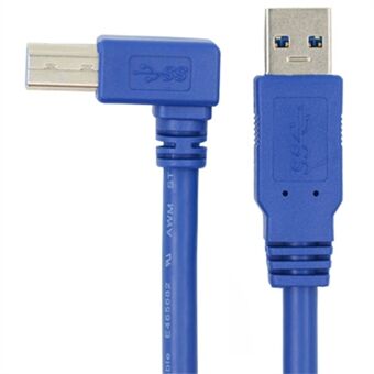 1m USB-A 3.0 Han til USB Type B Han 90 graders bøjet adapterkabel til printer / harddiskkasse.