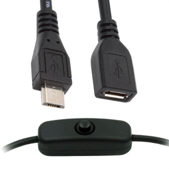 PW-012-MM Micro USB2.0 Kabel med Til / Fra Strømafbryder Knap Micro 5 Pin Han til Hun for DC 5V Bordlampe Ventilator Kamera