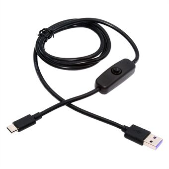 PW-015-TC 1m Type-C Han til USB-A Han USB2.0 Kabel med Tænd / Sluk Strømknap til DC5V Skrivebordslampe Ventilator Kamera