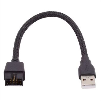 U2-076 Enkelt USB 2.0 Han Type-A til Bundkort 9Pin 10Pin Han Header Kabel med Hylster 20cm