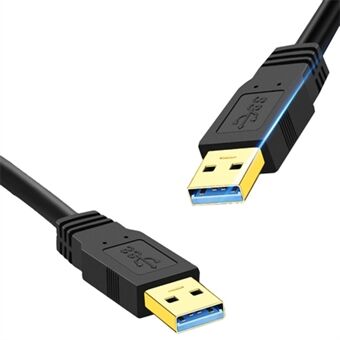 1m USB 3.0 Han til Han Mobil Harddiskboks Datakabel Laptopkøler Forlængerkabel, Sort