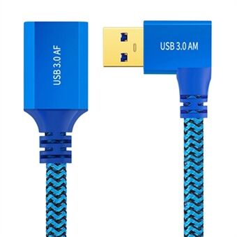 1m Venstrevinklet USB 3.0 Han til Hun Højhastigheds Forlængerkabel til USB-drev  /  Mus  /  Tastatur