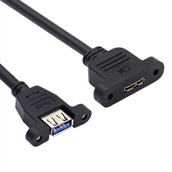 U3-083-AF 50cm Type-A USB 3.0 Hunstik til Micro 3.0 Type-B Hunstik Skruebeslag Type 5Gbps Forlængelseskabel