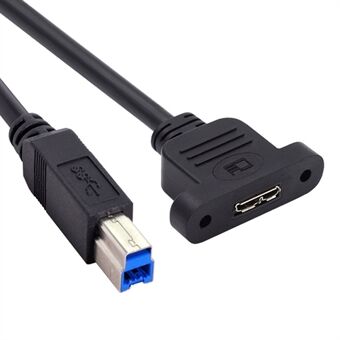 U3-083-BM 50cm Type-B USB 3.0 Han til Micro 3.0 Type-B Hun Skrue Mount Type Forlængelseskabel 5Gbps