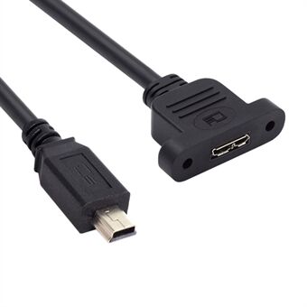 U3-012-MN 50cm Mikro 3.0 Type-B Hun til Mini USB 2.0 5Pin Han 480Mbps Kabel Skrue Mount Type Forlængerledning