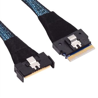 SF-075-BK 50cm PCI-E 5.0 Mini Cool Edge IO MCIO PCI-E Slimline 8i 74Pin Male to SFF-8654 SAS 4.0 74Pin Male Extender Cable - Oversættelse: SF-075-BK 50cm PCI-E 5.0 Mini Cool Edge IO MCIO PCI-E Slank 8i 74Pin Mand til SFF-8654 SAS 4.0 74Pin Mand Forlænger 