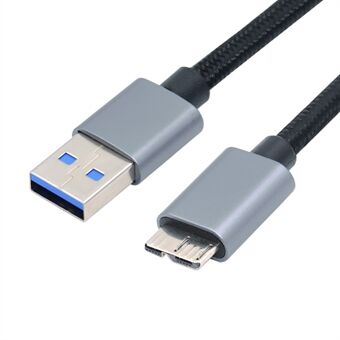 U3-075-MM 0.3m USB 3.0 han til Micro 3.0 B han kabel 5Gbps dataoverførselskonverter til disk SSD (sølv skal)