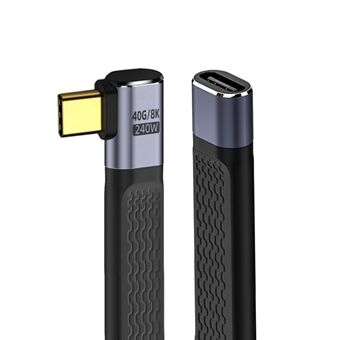 UC-040-0.13R 13 cm Lige Vinklet USB4 Forlængelseskabel Slank Flad Han til Hun 40 Gbps med 240W Strøm og 8K / 60Hz Video