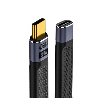 UC-040-0.13W 13cm USB4 Forlængerkabel Slim Fladt Han til Hun 40Gbps med 240W Strøm og 8K / 60Hz Video