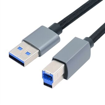 U3-075-BM 0.3m USB 3.0 Type-A han til Standard 3.0 B han kabel, sølv skal, 5Gbps data transmission adapter.