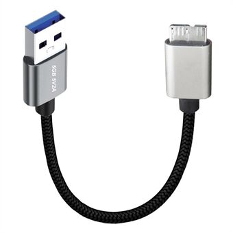 JUNSUNMAY 0,3m USB-A 3.0 Male til Micro-B Male Nylon Cord Harddisk Kamera Datablad