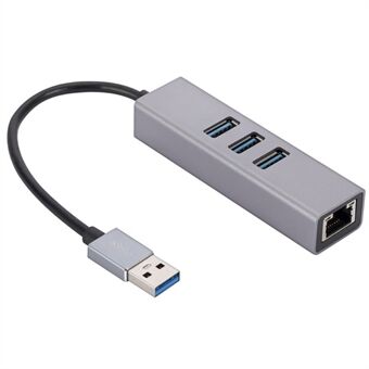 USB-A til RJ45 Ethernet+3xUSB 3.0-porte Adapter USB 3.0 til 10/100/1000 Mbps netværks-LAN-kabelkonverter