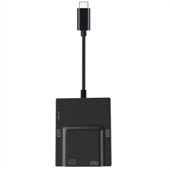 NK-3057HDMI USB-C Hub-adapter til 2xUSB 3.0+HD+Type-C+RJ45-konverter til bærbar computer.