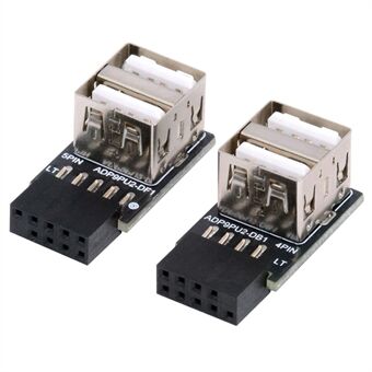 U2-029-AF002 2 stk / sæt 9Pin 10Pin bundkort hunheader til dobbelt USB 2.0 hunadapter vandret type