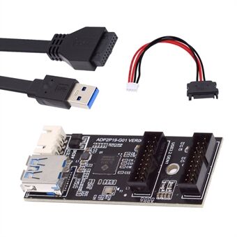 U3-084-AF+UC-117 5Gbps Type-E 19 / 20Pin Header til USB 3.0 19 / 20Pin Dobbelt Porte Kvinde PCBA Type Adapter Splitter HUB