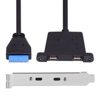 UC-020-CC USB3.0 bundkort 19/20-pin til USB-C Type-C dobbelte porte kvindelig PCI-E bagpanel 5Gbps kabel.