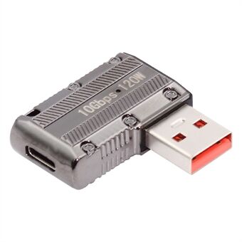 UC-029-TC001 USB 3.1 Type C Hunstik til USB 3.0 Type-A Hanstik 90 graders bøjet, flad type 10Gbps data 120W strømadapter