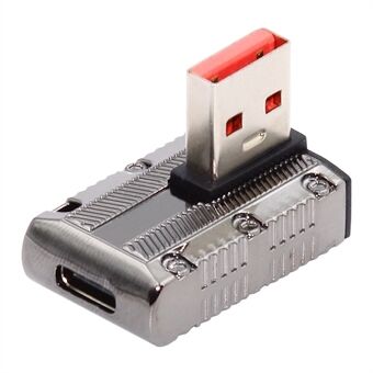 UC-029-TC006 USB 3.1 Type C hunstik til USB 3.0 Type-A hanstik, 90 graders venstrevinklet, 10Gbps, 120W mini strømadapter.