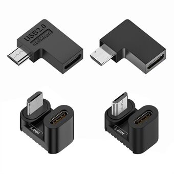 UC-102 4 stk / sæt USB2.0 Type C hun til Micro USB han strømdata adapter, 90 graders vinklet type