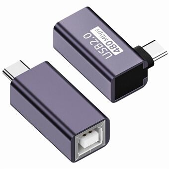 U2-010-CM 2 stk / sæt USB 2.0 B Type kvindelig til Type-C mandlig vinklet + lige forlængeradapter til printer telefon disk