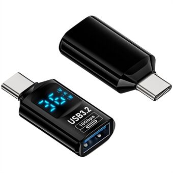 60W 10Gbps Digital Display USB-A til Type-C Adapter Hun til Han Mini Konverter