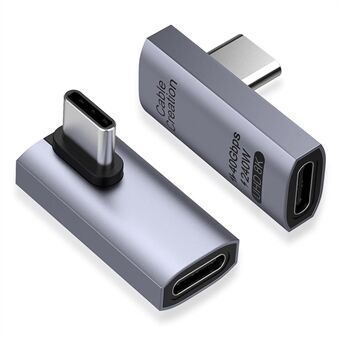 CABLECREATION USB 4.0 Albue Type-C Han til Type-C Hun Konverter 240W Hurtigopladningsadapter