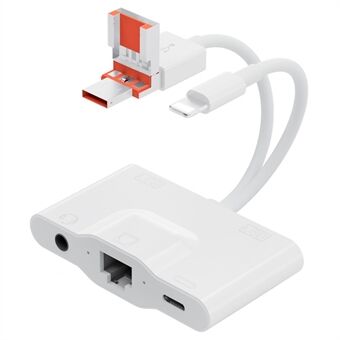 NK1033TL Pro USB + Type-C + iP til Dobbelt USB 2.0 / USB-C / 3.5 mm / Ethernet Adapter til Laptop Tablet Smartphone