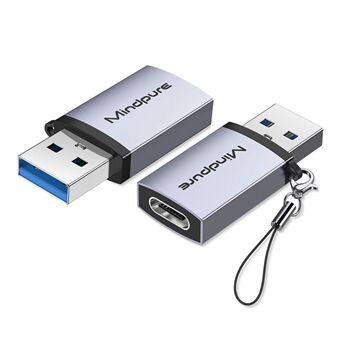 MINDPURE USB 3.2 Gen2 / Type-C Mini Converter OTG Adapter med Anti-Loss Rem - AD56 / Type